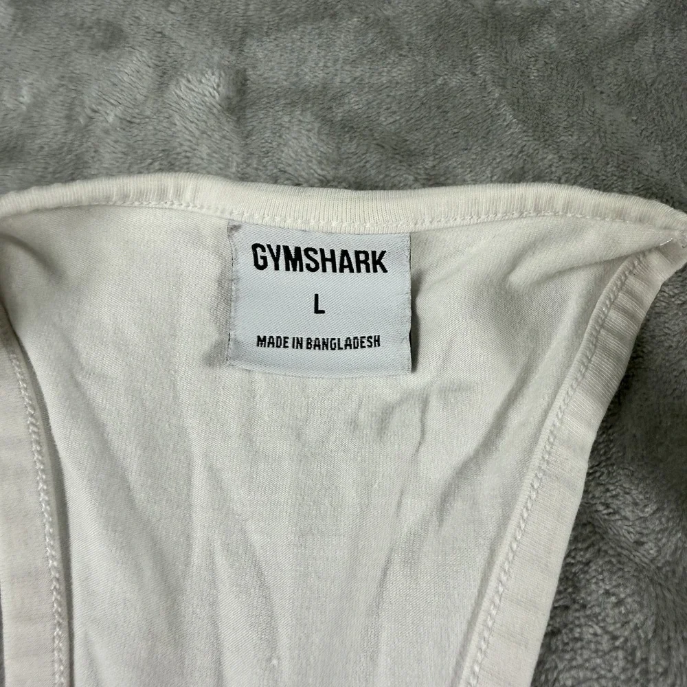 Gymshark Tank Top Mens Large White With Black Graphic Logo Cotton Blend